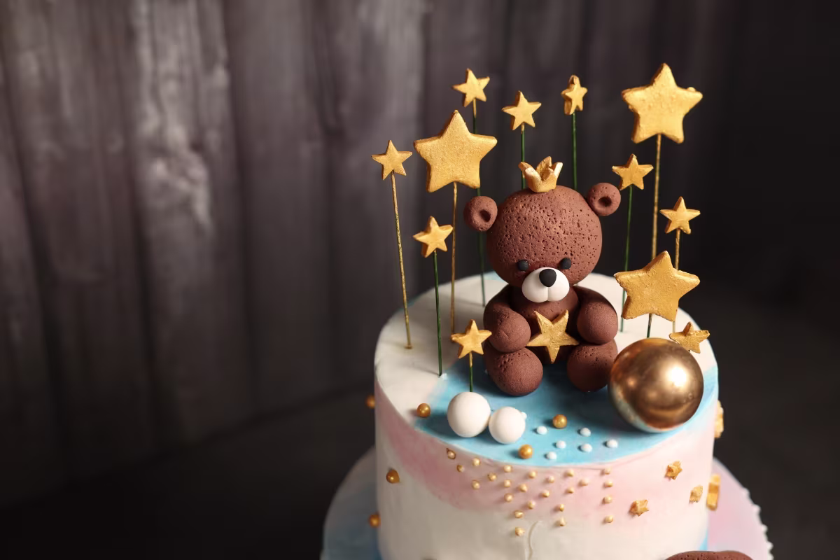 Teddy Bear Cake With Moon And Stars, view 3