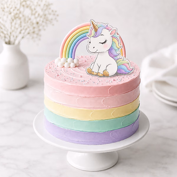 Unicorn rainbow theme cake