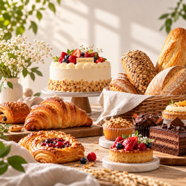 Fresh croissants and cakes from the Anthara kitchen